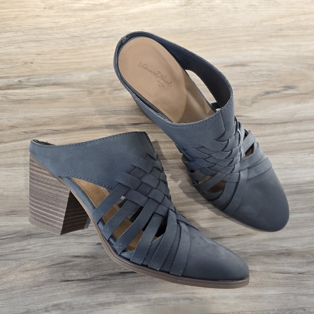 Women's Gray Heeled Mules